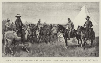 A Commando of Surrendered Boers looting Stock from the Enemy near Vlaklaagte by J. J. Waugh